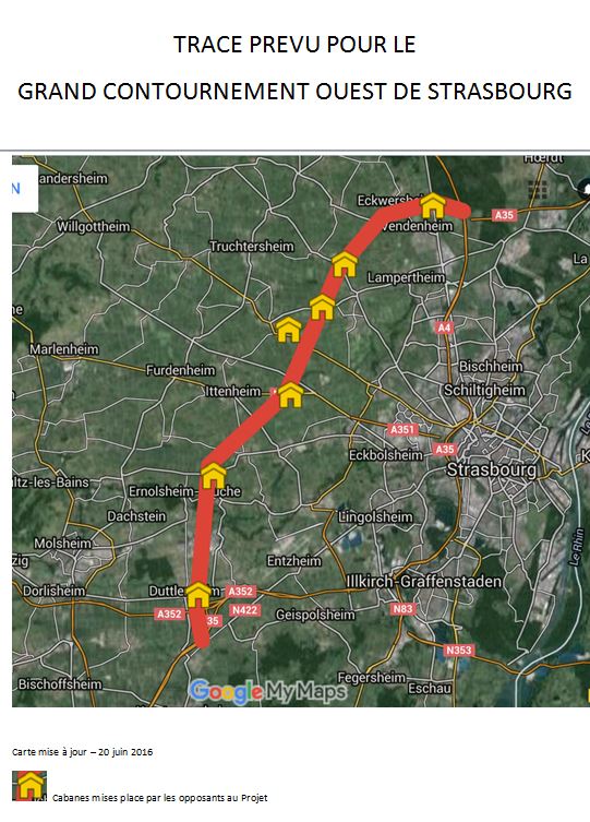 Carte trace prevu pour GCO et cabanes