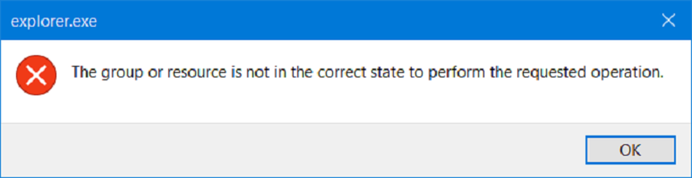 the group or resource is not in the correct state to perform the requested operation 